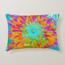 トロピカルオレンジとホットピンクの装飾ダリア