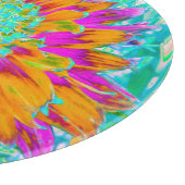 トロピカルオレンジとホットピンクの装飾ダリア カッティングボード (角)