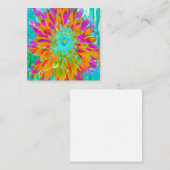 トロピカルオレンジとホットピンクの装飾ダリア スクエア名刺 (正面/裏面)