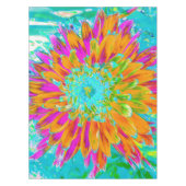 トロピカルオレンジとホットピンクの装飾ダリア テーブルクロス (正面)