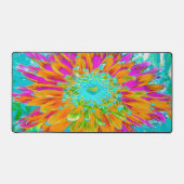 トロピカルオレンジとホットピンクの装飾ダリア デスクマット (正面)