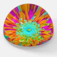 トロピカルオレンジとホットピンクの装飾ダリア