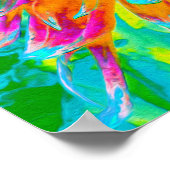 トロピカルオレンジとホットピンクの装飾ダリア ポスター (角)