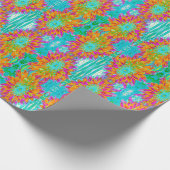 トロピカルオレンジとホットピンクの装飾ダリア ラッピングペーパー (角)