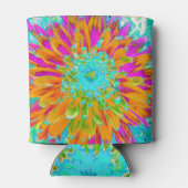 トロピカルオレンジとホットピンクの装飾ダリア 缶クーラー (裏面)