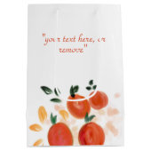 トロピカルオレンジと葉のパターン ミディアムペーパーバッグ (裏面)