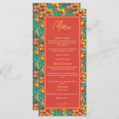 トロピカルオレンジと黄色のフローラ結婚のメニュー メニュー (正面/裏面)