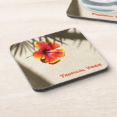 トロピカルオレンジのハイビスカスの花 コースター (左側)