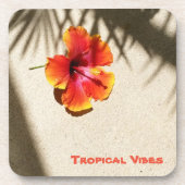 トロピカルオレンジのハイビスカスの花 コースター (正面)