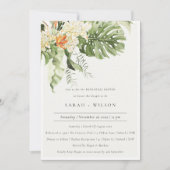 トロピカルオレンジの葉の植物性リハーサルディナー 招待状 (正面)