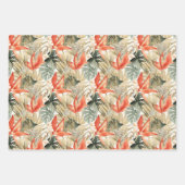 トロピカルオレンジアンスリウムオーキッド結婚フローラ ラッピングペーパーシート (正面2)