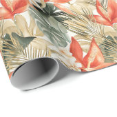 トロピカルオレンジアンスリウムフローラブライダルシャワー ラッピングペーパー (ロールコーナー)