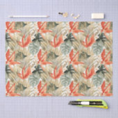 トロピカルオレンジアンスリウムフローラブライダルシャワー 薄葉紙 (クラフト)