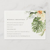 トロピカルオレンジグリーン植物結婚披露宴 エンクロージャーカード (正面)