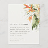 トロピカルオレンジグリーン結婚ボタニカル詳細 エンクロージャーカード (正面)