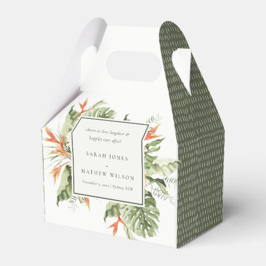 トロピカルオレンジグリーン緑葉植物体結婚のメディ フェイバーボックス (正面サイド)