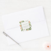 トロピカルオレンジグリーン葉植物学結婚院 スクエアシール (封筒)