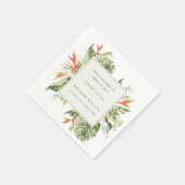 トロピカルオレンジグリーン葉植物学結婚院 スタンダードカクテルナプキン (角)