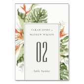 トロピカルオレンジグリーン葉植物学結婚院 テーブルナンバー (裏面)