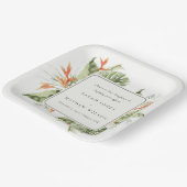 トロピカルオレンジグリーン葉植物学結婚院 ペーパープレート (傾斜あり)