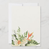 トロピカルオレンジグリーン葉植物学結婚院 招待状 (裏面)