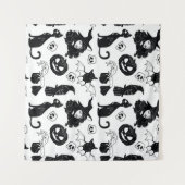 トロピカルオレンジグレー:ヴィンテージパターン タペストリー (正面(横))