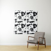 トロピカルオレンジグレー:ヴィンテージパターン タペストリー (インサイチュ(横))