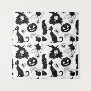 トロピカルオレンジグレー：ヴィンテージパターン タペストリー