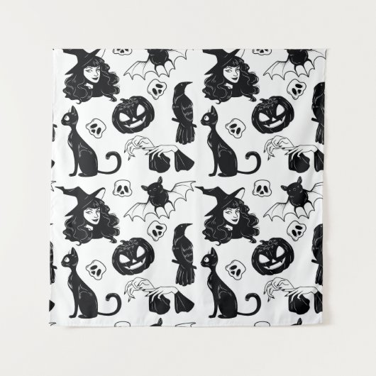 トロピカルオレンジグレー:ヴィンテージパターン タペストリー (正面)