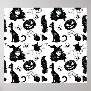 トロピカルオレンジグレー：ヴィンテージパターン ポスター