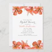 トロピカルオレンジハイビスカスハワイアンパーティの招待状 招待状 (正面)