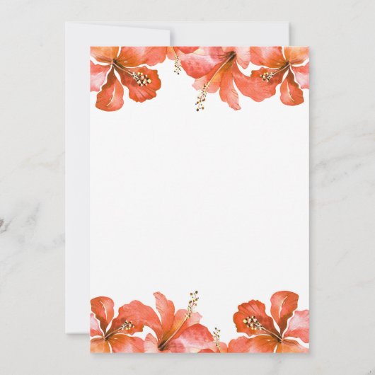 トロピカルオレンジハイビスカスハワイアンパーティの招待状 招待状 (裏面)