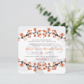 トロピカルオレンジハイビスカスフュージョングレイ結婚スワール 招待状 (スタンド正面)