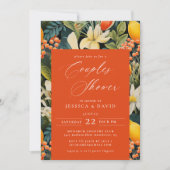 トロピカルオレンジパラダイスカップルのシャワー 招待状 (正面)