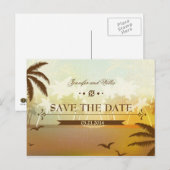 トロピカルオレンジビーチの目的地の日付を保存 案内ポストカード (正面/裏面)