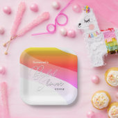 トロピカルオレンジピンクシェードストリームカスタム ペーパープレート (パーティー)