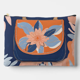 トロピカルオレンジブルーAIアート アクセサリーポーチ