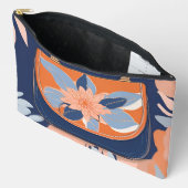 トロピカルオレンジブルーAIアート アクセサリーポーチ (見開き)