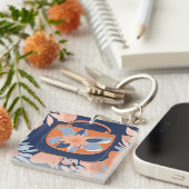 トロピカルオレンジブルーAIアート キーホルダー (正面右)