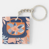 トロピカルオレンジブルーAIアート キーホルダー (裏面)