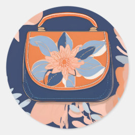 トロピカルオレンジブルーAIアート ラウンドシール