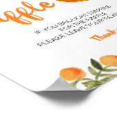 トロピカルオレンジ色の赤ちゃんシャワーおむつラッフルペデスタル ポスター (角)