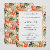 トロピカルオレンジ アンスリウム フラワーバースデー 招待状 (正面/裏面)