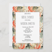 トロピカルオレンジ アンセリウム フラワー ブライダルシャワー 招待状 (正面)