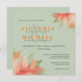 トロピカルオレンジ＆セイジリネン ウェディング招待状 招待状 (正面/裏面)