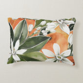 トロピカルオレンジ&フラワーウォーターカラーパターン アクセントクッション (裏面)