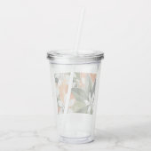 トロピカルオレンジ&フラワーウォーターカラーパターン アクリルタンブラー (裏面)