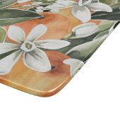 トロピカルオレンジ&フラワーウォーターカラーパターン カッティングボード (角)