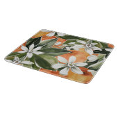 トロピカルオレンジ&フラワーウォーターカラーパターン カッティングボード (角)