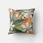 トロピカルオレンジ&フラワーウォーターカラーパターン クッション (裏面)